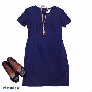 Taurus II vintage short sleeve square neck size 8 petite navy dress